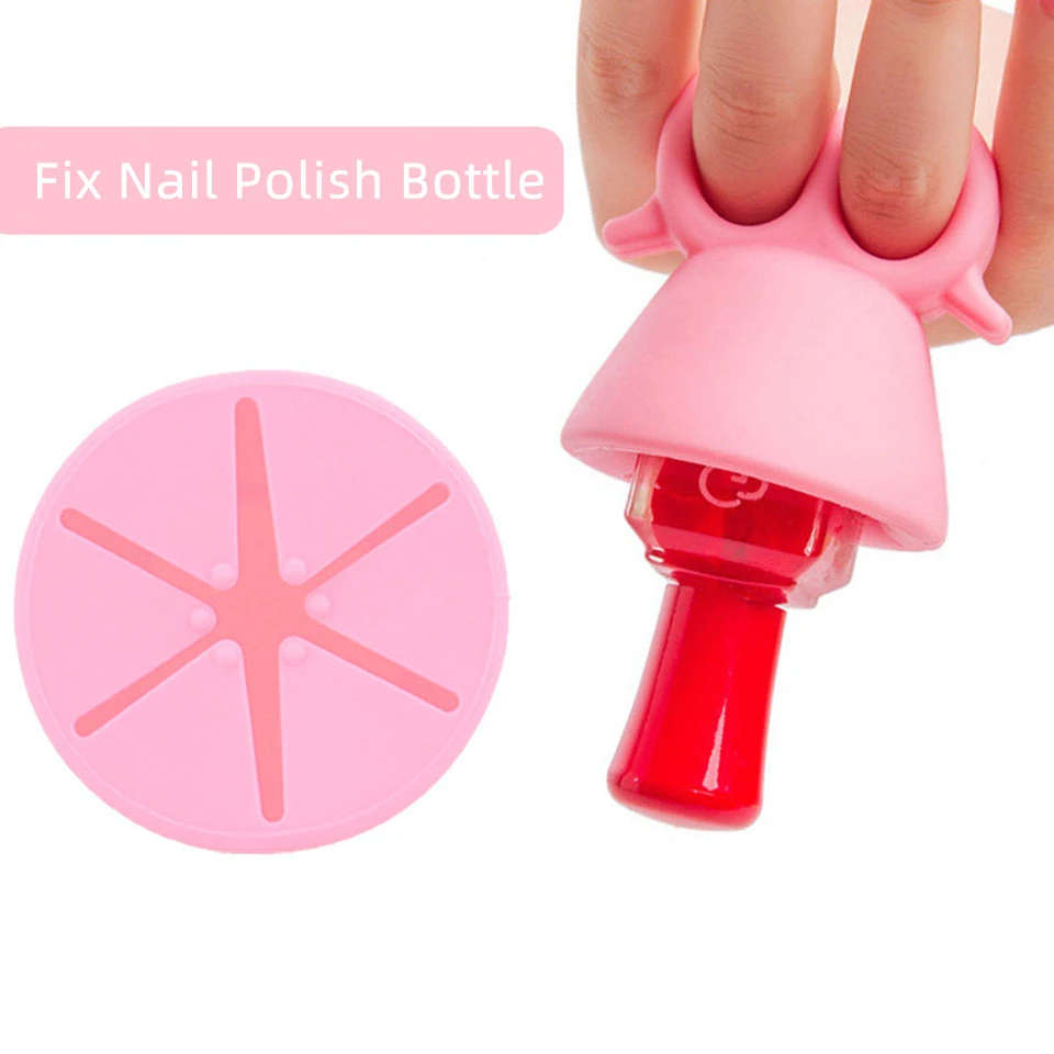 Silicone Nail Polish Holder Ring Bottle Stand Glue Tilter Tools Pink Wearable Fixed Nail Polish