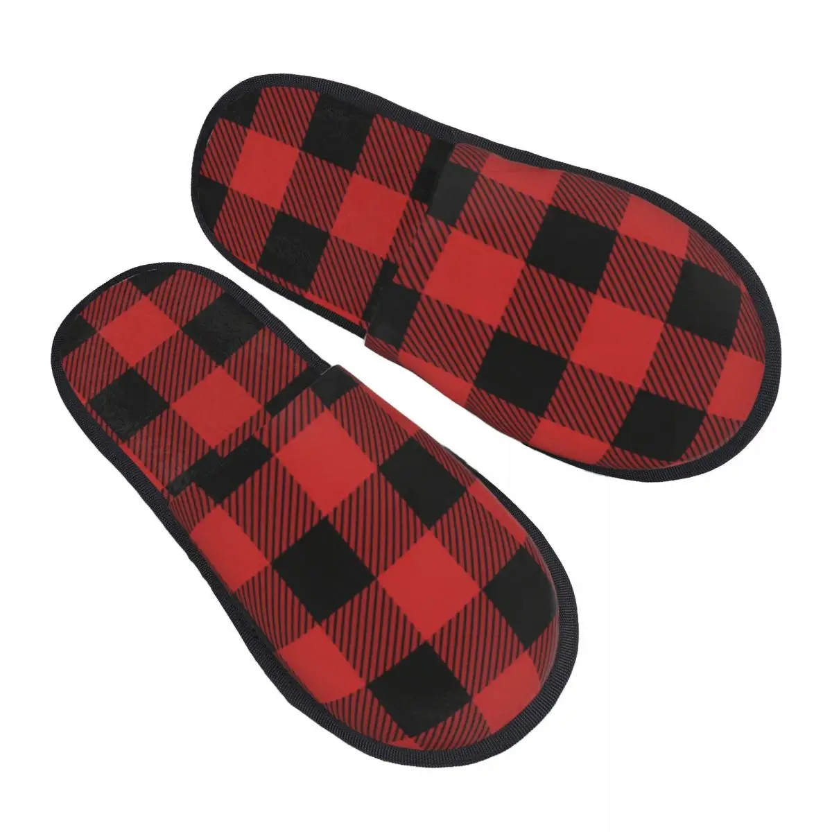 

Lumberjack Plaid Red Cozy Scuff With Memory Foam Slippers Women Checkered Farmhouse Buffalo Check Spa House Shoes