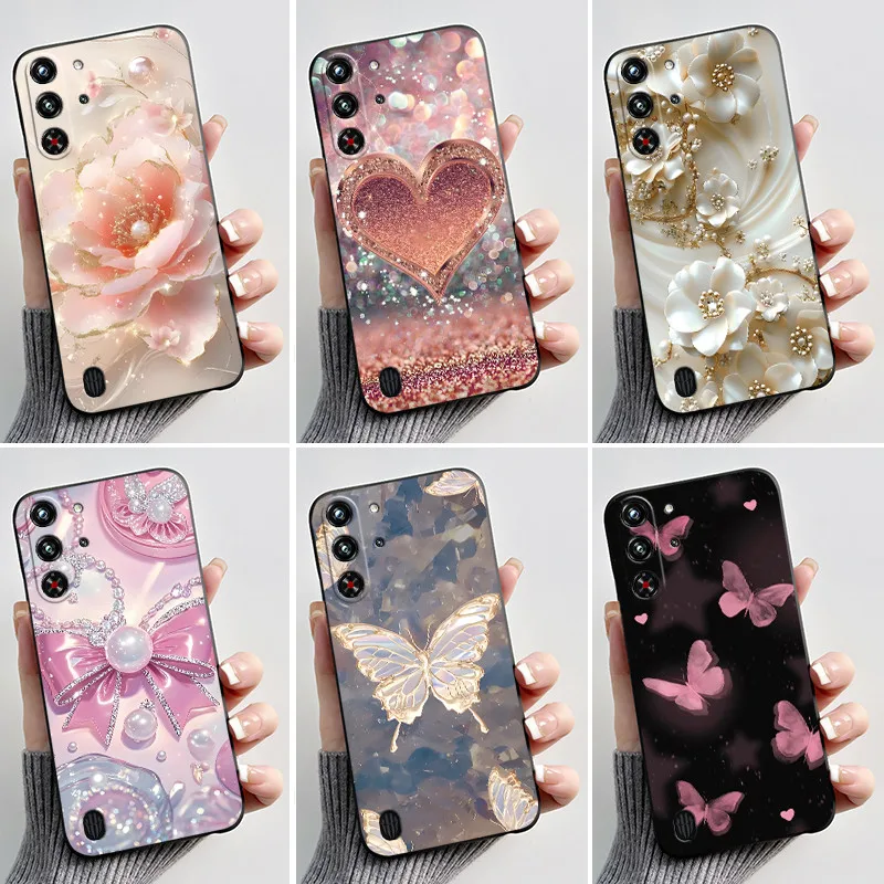 Soft Silicone Black Shell with Cute Flower Design - Protective Case