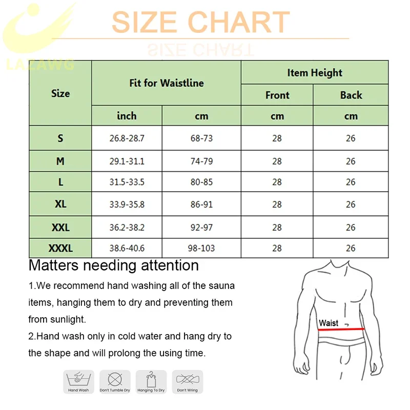 LAZAWG Mens Waist Trainer Body Shaper Corset Belly Cinchers Trimmer Sports Fitness Sauna Sweat Wrap Slimming Strap Fat Burner