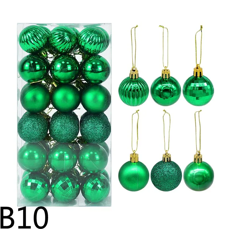 36 piezas/caja de bolas de Navidad doradas y rojas para decoración de árboles de Navidad, 4 cm, adornos navideños para el hogar, regalo de Año Nuevo 2025
