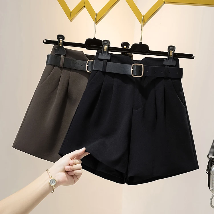 EHQAXIN 2022 New Ladies Fashion Shorts Summer All-Match Loose Belt Five Pants Wide Leg Pants For Casual Office Ladies L-4XL paperbag shorts