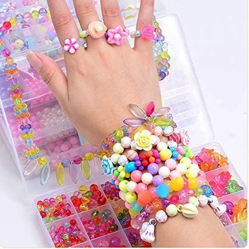 DIY Handmade Beaded Children's Toys Creative Loose Spacer Beads Making Bracelet Necklace 24 Grid Girl Jewelry Set Girl Toy Gift beaded bracelet set beaded jewelry kit jewellery making kit friendship bracelet making kit