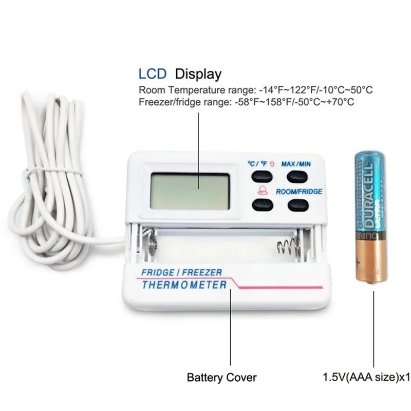 Digital Thermometer Refrigerator Thermometer Digital Thermometer with Alarm Function Refrigerator Freezer Fridge Magnet Thermometer