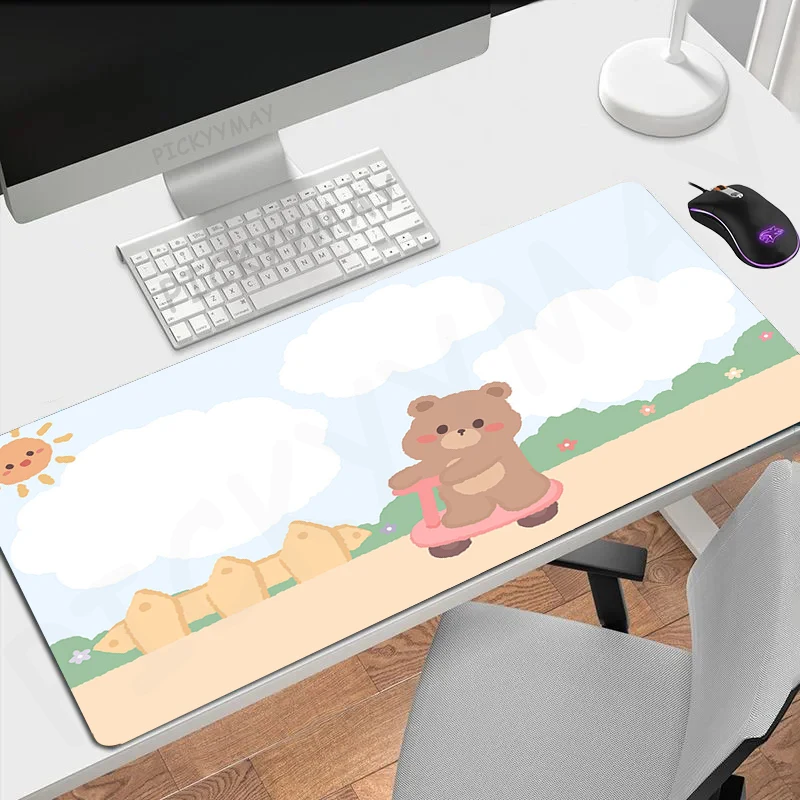 Mouse Pads Cute Rabbit And Bear Table Mats Computer Mousepad Company Big Desk Pad 100x50cm Large Gamer Mousepads Mouse Mat