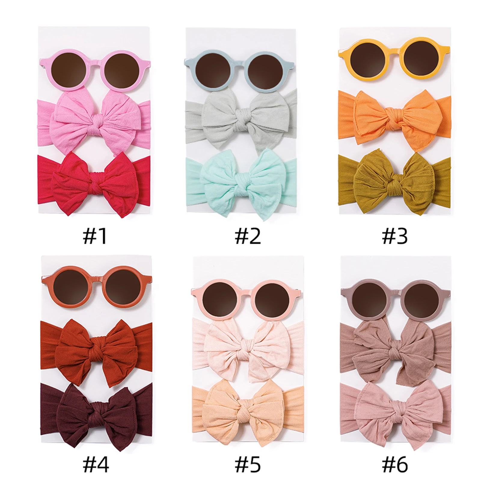 

EWODOS Baby Kids Girls Headwear Sets Sunglasses with Headbands Round Sunglasses with Bow Hairbands Party Favor for Baby Kids