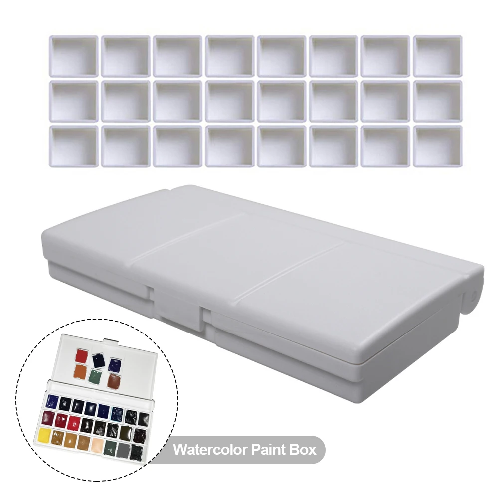 1Set 1PCS Mini Empty Watercolor Palette Tin with 12 Half Pans and