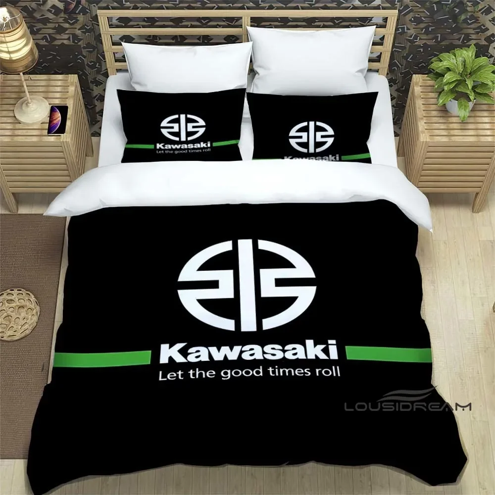 

Комплект постельного белья K-Kawasaki с мотоциклом, модное украшение для дома с 3D принтом для мальчиков и девочек, Комплект постельного белья большого размера, пододеяльник, наволочки
