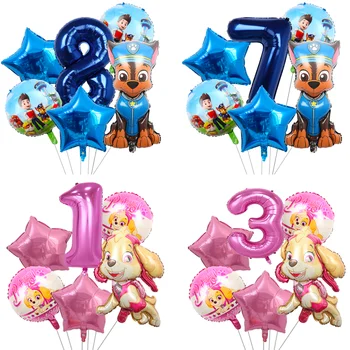 Paw Patrol Balloon Set Chase Skye Aluminum Film Digital Ballons Child Birthday Decoration Balloons Toys Boy Girl Party Supplies