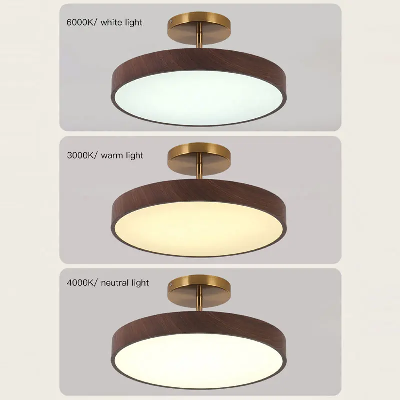 Modern Bedroom Ceiling Lamp For Cloakroom Corridor Aisle Round Chandelier Living Room Study Iron Imitation Wood Lighting Fixture