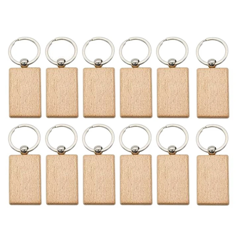 

12 шт. пустые деревянные Брелоки для ключей, ярлыки, деревянные брелоки, кольцо для ключей для рукоделия