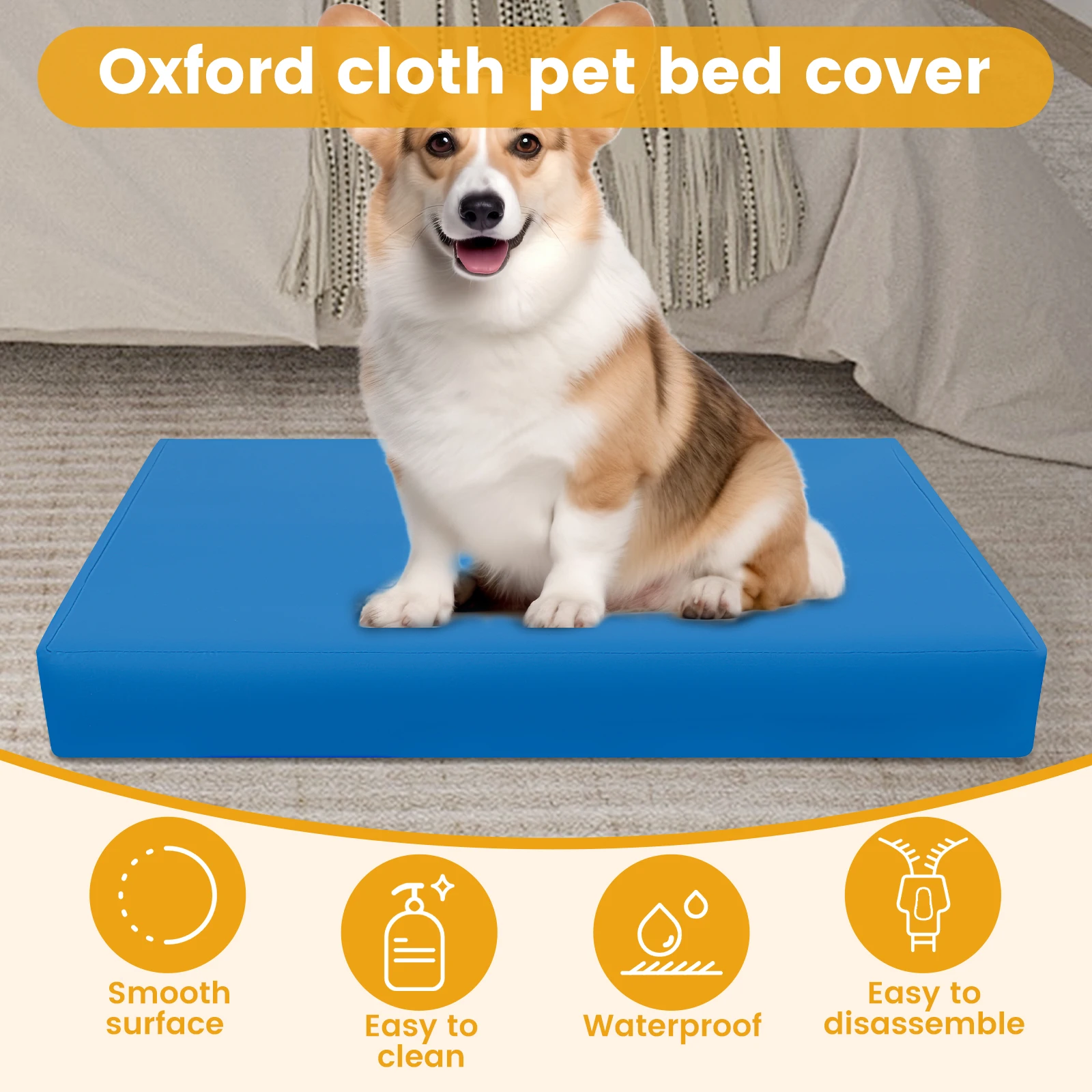 Dog Bed Cover Oxford Cloth Waterproof Dog Bed Protector Cover With Zipper Removable Dog Bed Liner Easy to Wash Pet Supplies S/M