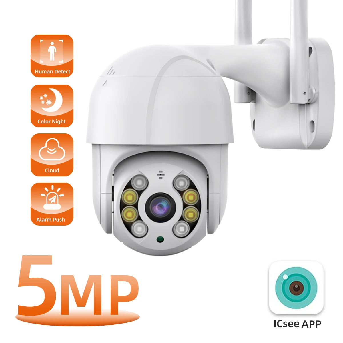 5MP Wifi IP Camera 5X Digital ZOOM AI Human Detect P2P Auto Tracking IR