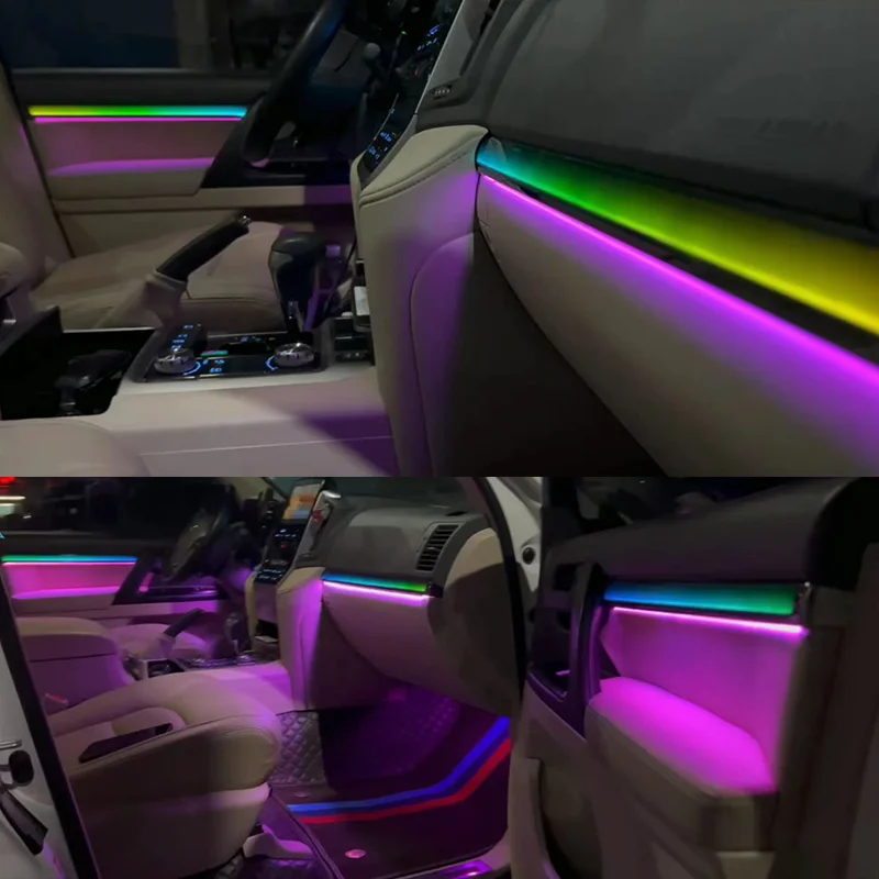 LED Car Inner Ambient Lamp For Toyota Land Cruiser 2010- Dynamic Lights Dragon Scale Symphony Ambient Lights APP Control