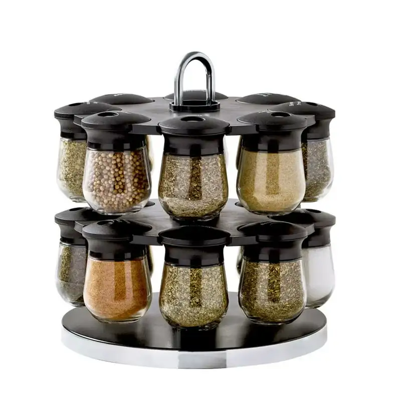 

16-Jar Hanging Spice Rack with Pre-Filled Glass Jars and Free Spice Refills for 5 Years Cooking oil dispenser Huile vinaigre Sea