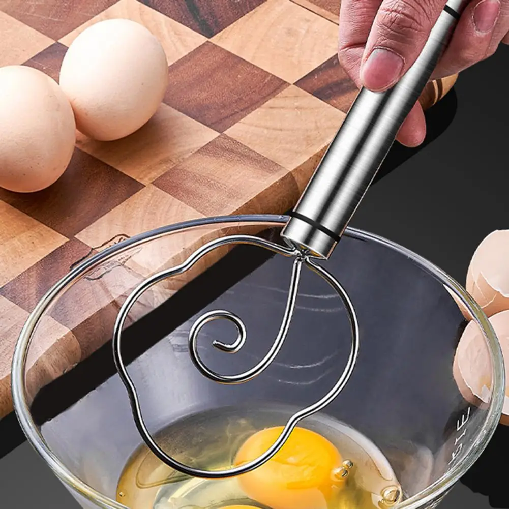

Space-saving Egg Beater Durable Stainless Steel Flour Mixer for Bread Pizza Dough Pastries Manual Egg Beater