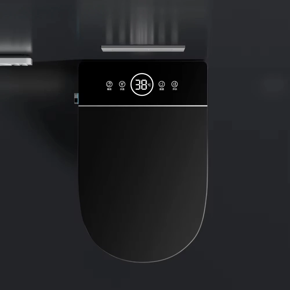 European Modern Intelligent Matt Black Wall Hung Smart Toilet Tank Bathroom Ceramic Wall Mount Drain Remote Control Feature