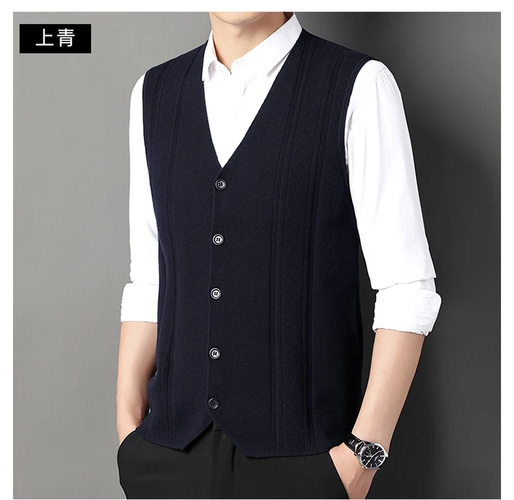 Description Picture 6 of itemVintage Autumn Winter Men V Neck Sweater Vest Knitted Harajuku Casual Oversized High Quality Pullover Solid School Top C156