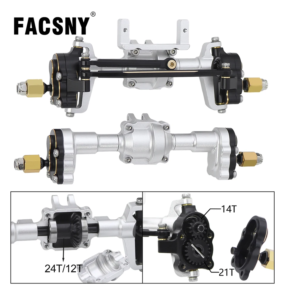 Brass Portal Housing Cover Set For FMS FCX24 RC Crawler - Front & Rear Upgrades | Lowers Center Of Gravity - View #4