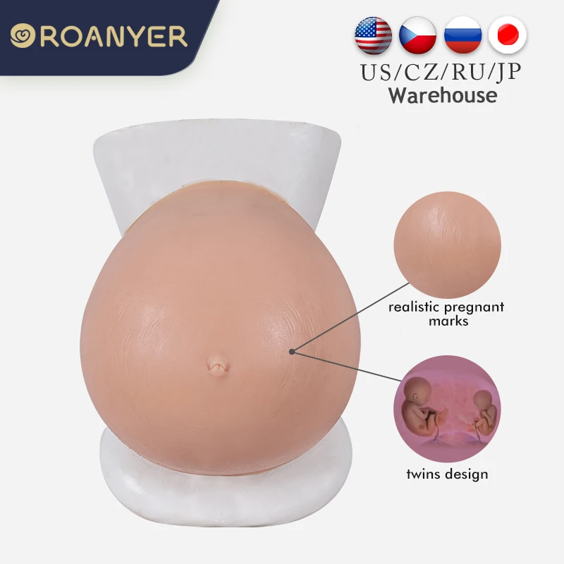 

Roanyer Silicone Twins Pregnant Belly Suit Crossdress Realistic Baby Tummy Pregnancy Male to Female Fake Artificial Body Suit