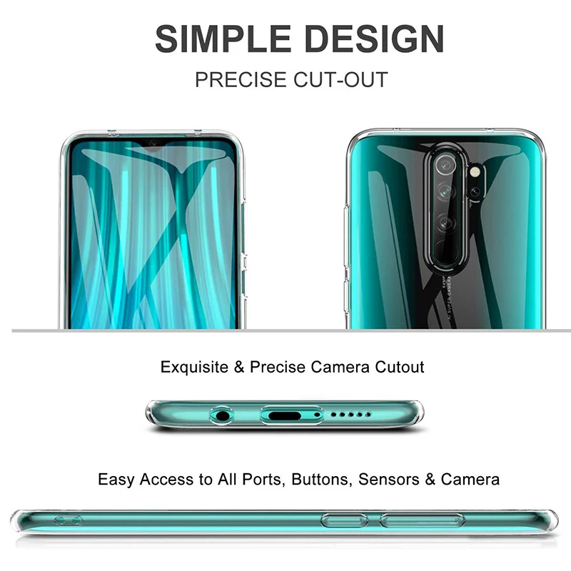 Transparent Shockproof Soft Silicone Phone Case with Clear Back Cover
