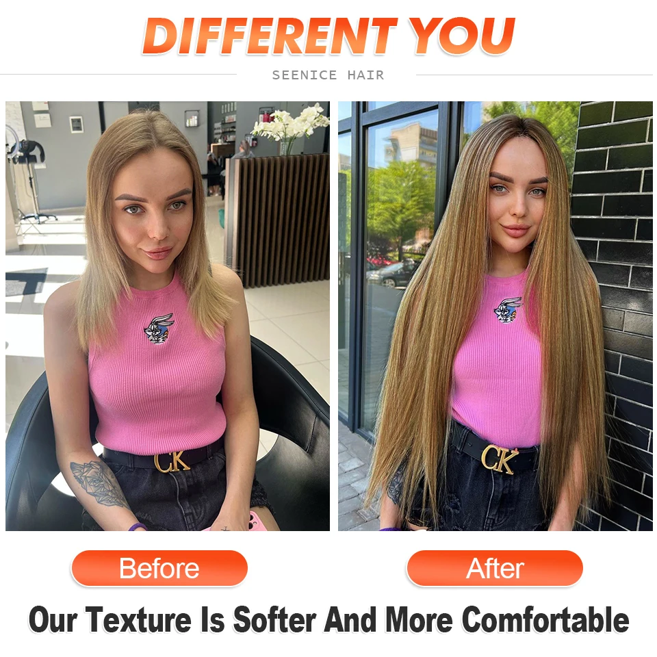 Straight Hair Bundles Synthetic Natural Hair Weaving Brown 613 Bundles Hair Extensions Ombre Red Blonde Weave Long Fake Hair