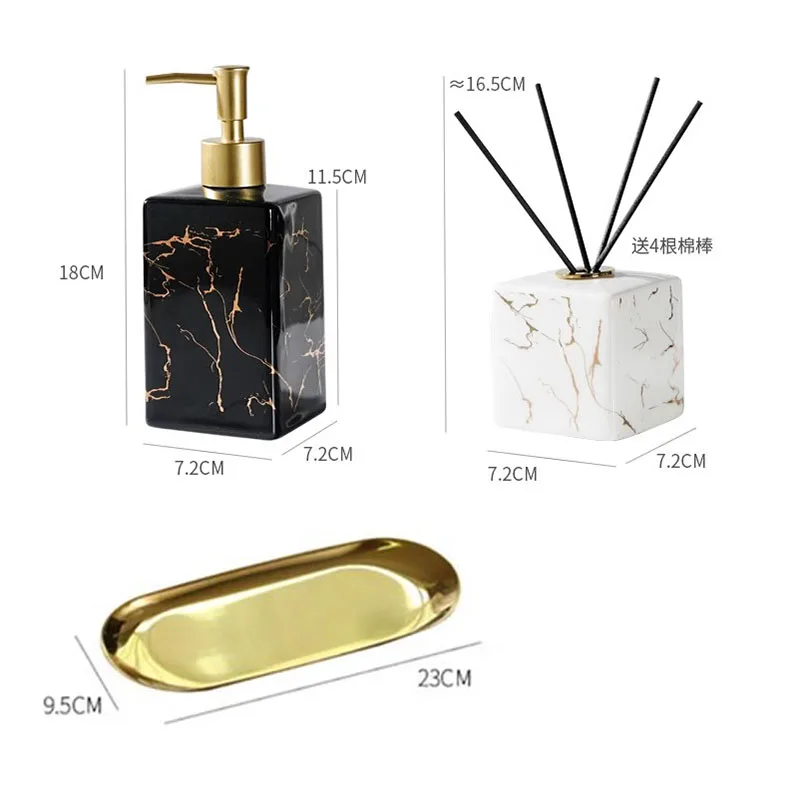 Marbled Hand Sanitizer Press Bottle European Ceramic Shampoo Shower Gel Bottle Lotion Large Capacity Press Bathroom