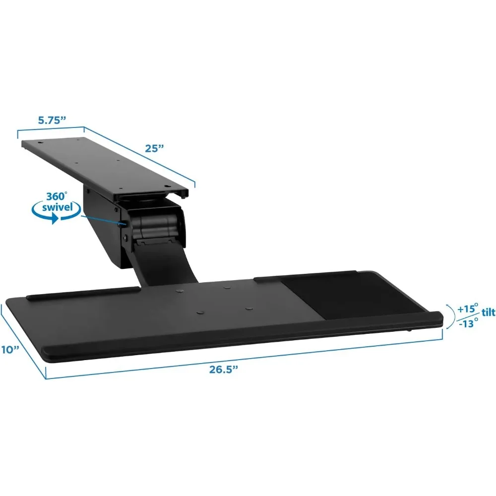 fully adjustable desk keyboard tray with mouse drawer, ergonomic standing desk solution for enhanced comfort
