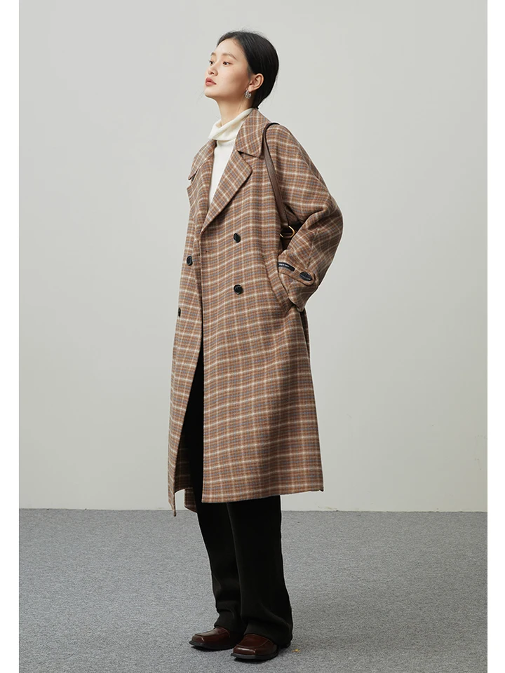 ZIQIAO British Style Plaid Wool Suit Jacket Women Winter Niche