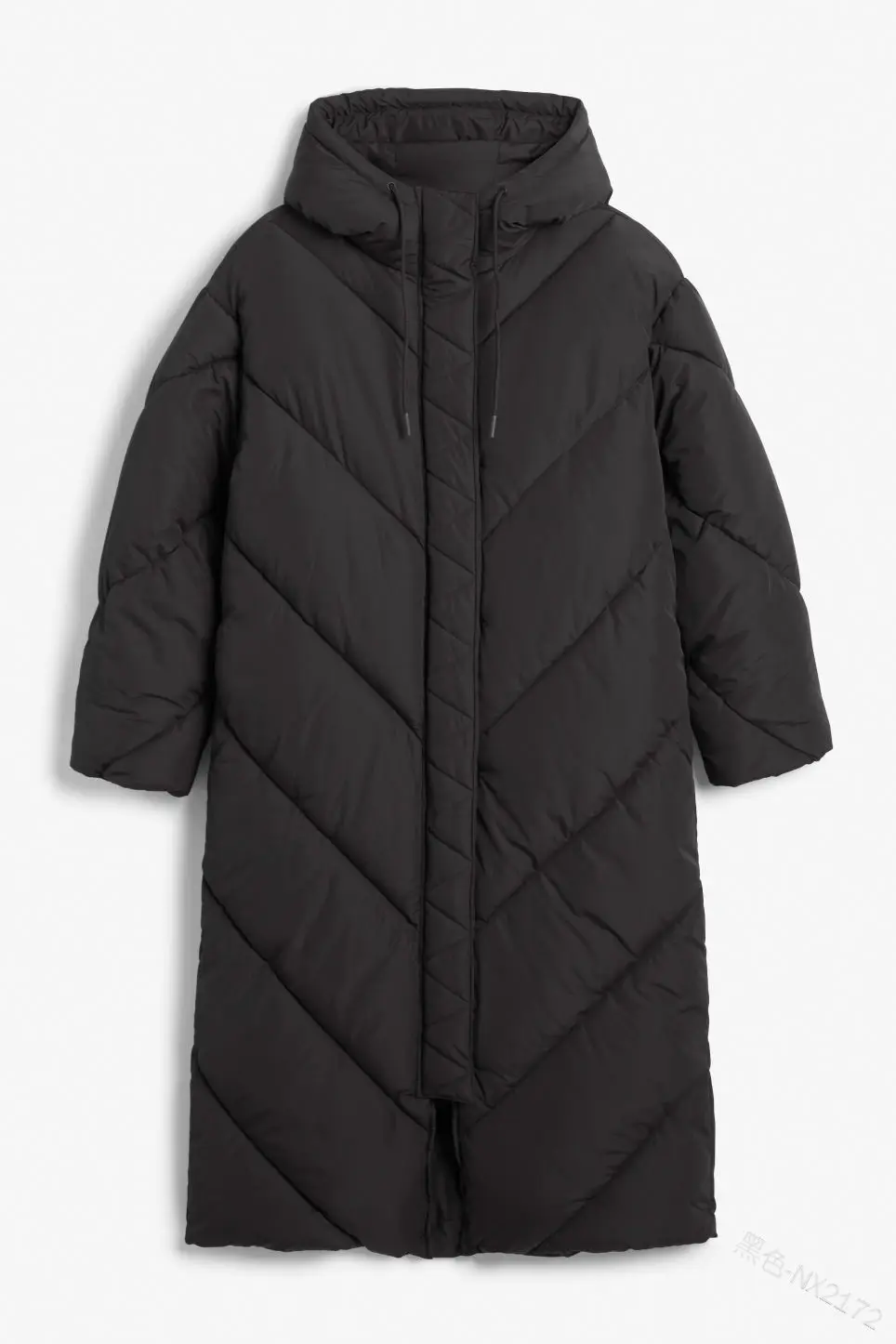 

Solid Hooded Long Parkas Jacket Long Sleeved Quilted Zippered Jacket Women Overcoat Basic Solid Parkas Winter Cotton Coats