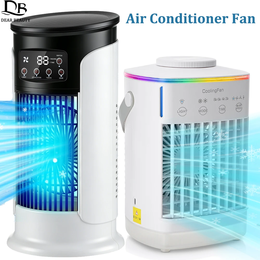 Desktop Air Conditioner Fan Portable Air Cooler Fan With LED Night Light Humidifier Mini Water & Ice Cooling Fan For Home Office 1