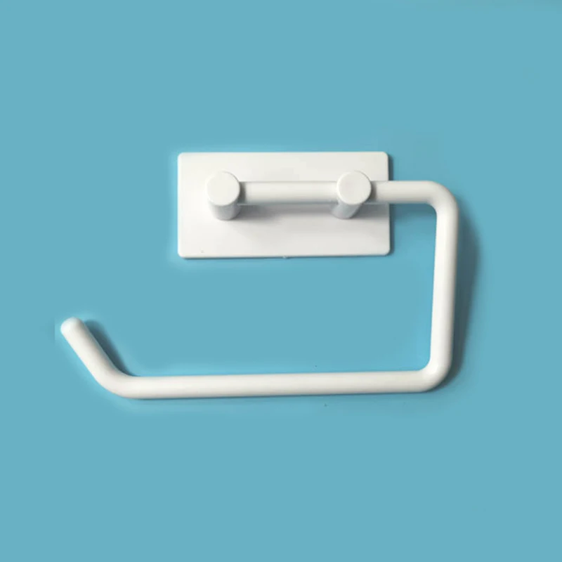 Toilet Paper Holder 1pc Plastic Tissue Holder Hook Bathroom Toilet Free Punching Roll Paper Holder Wall Mounted