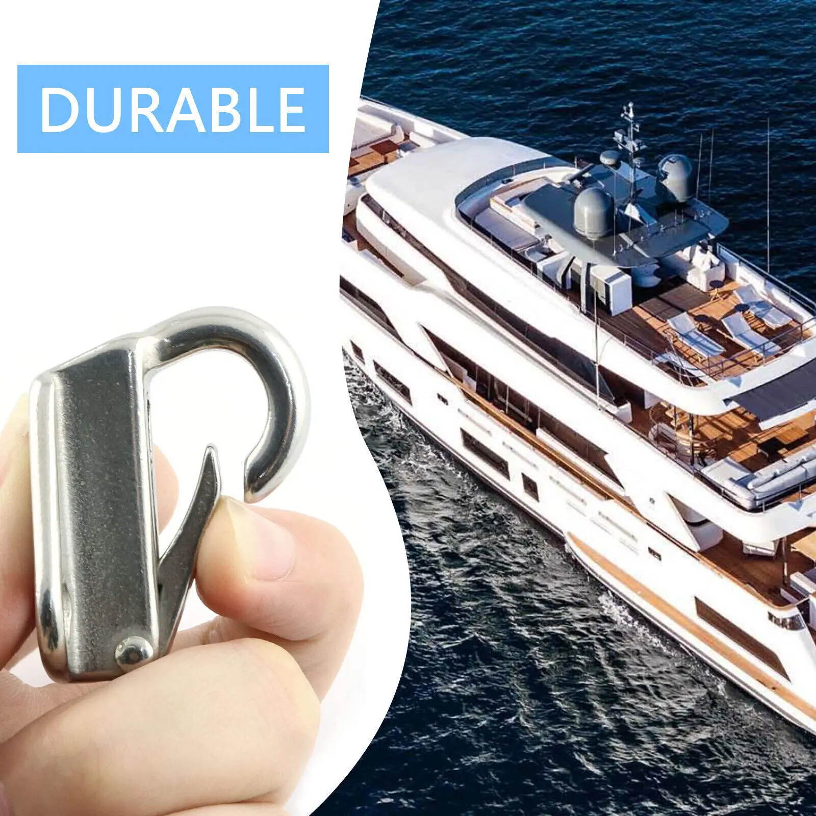 4pcs Marine Grade Stainless Steel Spring Locked Fender Hook Snap Fending Hook Attach Rope Boat Sail Tug Ship Marine Hardware