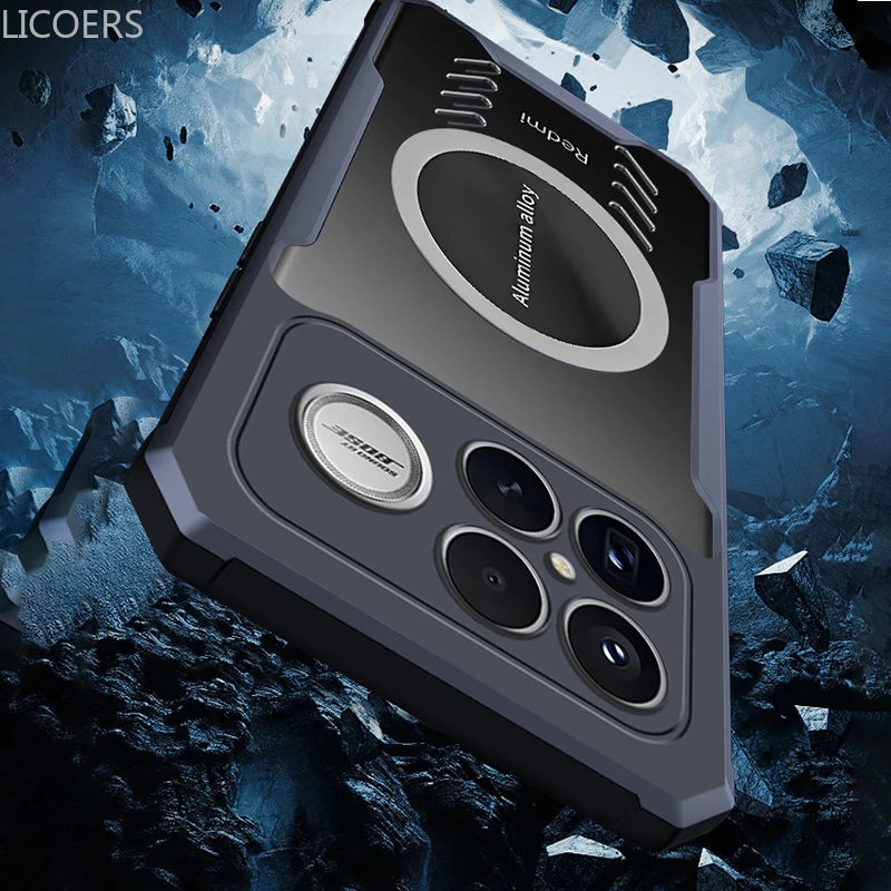 Graphene Heat Dissipation Shockproof Phone Case with Airbags and Magnetic Holder
