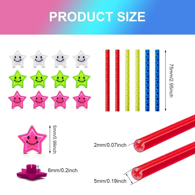 10/22pcs Bicycle Spoke Reflective Clip Colorful Reflector Beads Spoke Tube Star Warning Safety Decoration Kit