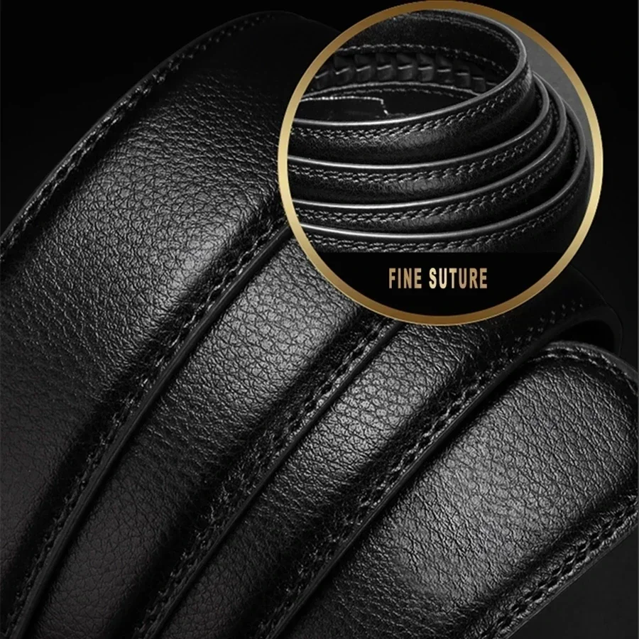 3.5cm Width Cowhide Leather Mens Ratchet Belt Belts For Men Adjustable Automatic Buckle Mens Business Casual Belt B1503 leather belt mens belt