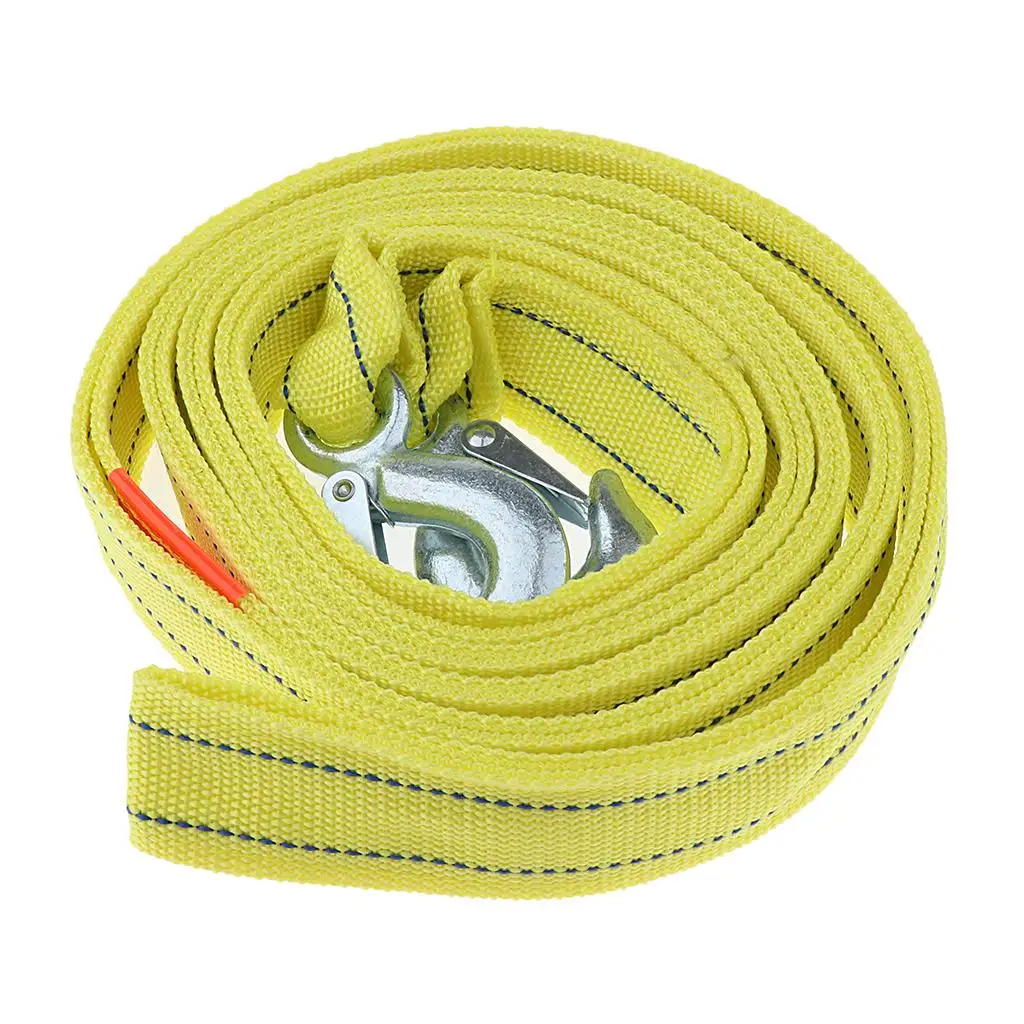 Car Trailer Rope Tow Rope Road Recovery Tow Strap w/Hooks 5 Tons,5 Meters - Truck Accessory