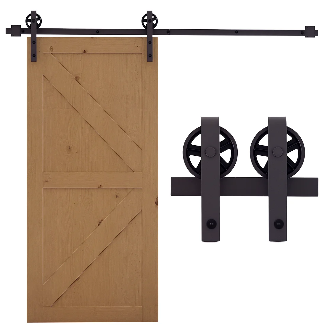 Homcom 6Ft/183Cm quincaillerie de porte coulissante Kit d'accessoires coulissants en bois avec guide de sol Rail en acier au carbone