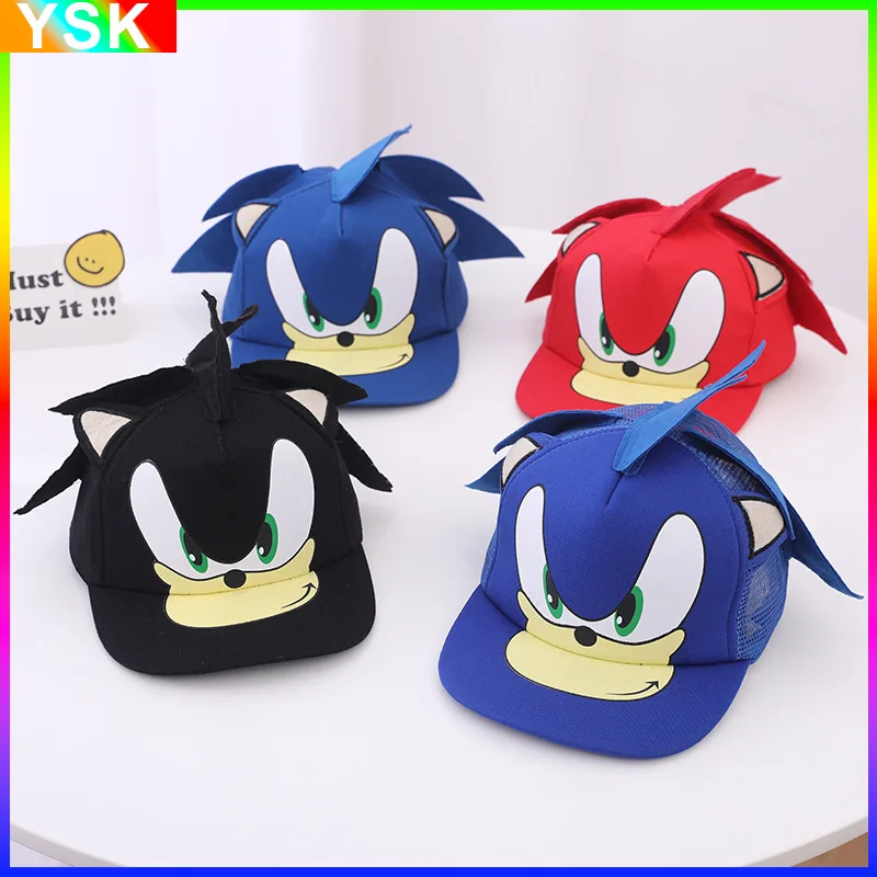 

Children's Hat Sonic Baseball Cap New Style Cartoon Flat Brim Hat for Boys and Girls, Versatile Fashionable Hip-Hop Hat