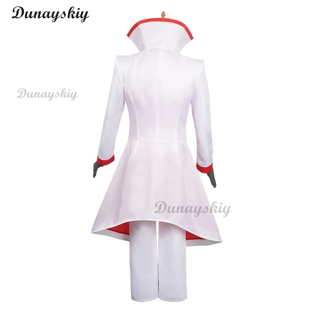 Hazbin Lucifer Cosplay Anime Hotel Morningstar Cosplay Costume Wig Daddy White Suit Devil Hell Halloween Party Adult Men Costume