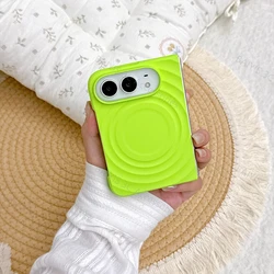 Elegant 3D Ripple Matte Magnetic Phone Case with Skin - Friendly Protection - iPhone Duo (Neon green)