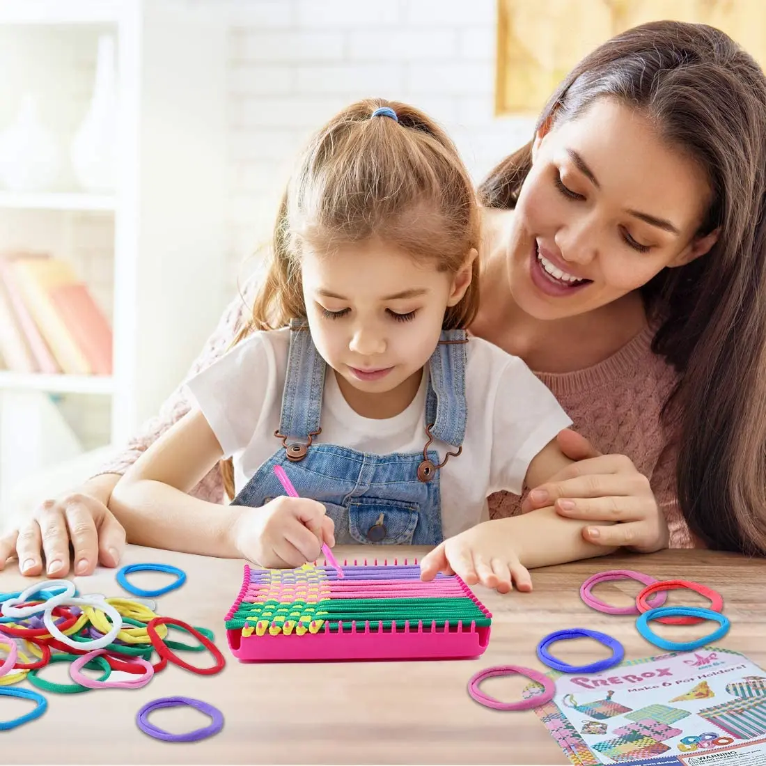 Weaving Loom Kit Toys Potholder Loops Crafts Pot Holder Loom Knitting Crocheting Swing Kits for Kids Adults Beginners Supplies