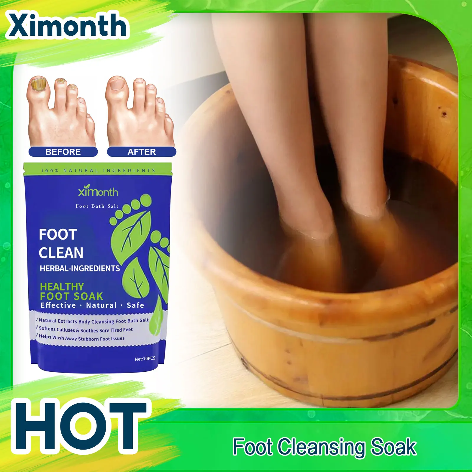 Foot Detox Cleansing Soak Beriberi Removal Nail Antibacterial Heel Anti Crack Relieve Fatigue Swelling Herbal Soothing Foot Bath