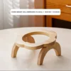 Pet Ceramic Bowl/Stainless Steel Bowl and Wooden Bowl Stand Set, Cat Bowl with Slightly Tilted Stand, Cat and Dog Supplies 4