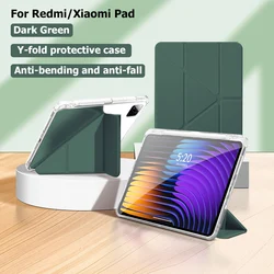 Y - Shaped Transparent Case with Pencil Holder and Multi - Angle Stand for Redmi Pad SE 8.7inch (Green)