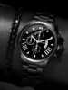2pcs Fashion Business Calendar Men's Round Roman Scale Steel Band Quartz Watch with Trendy Chain Bracelet Set 4