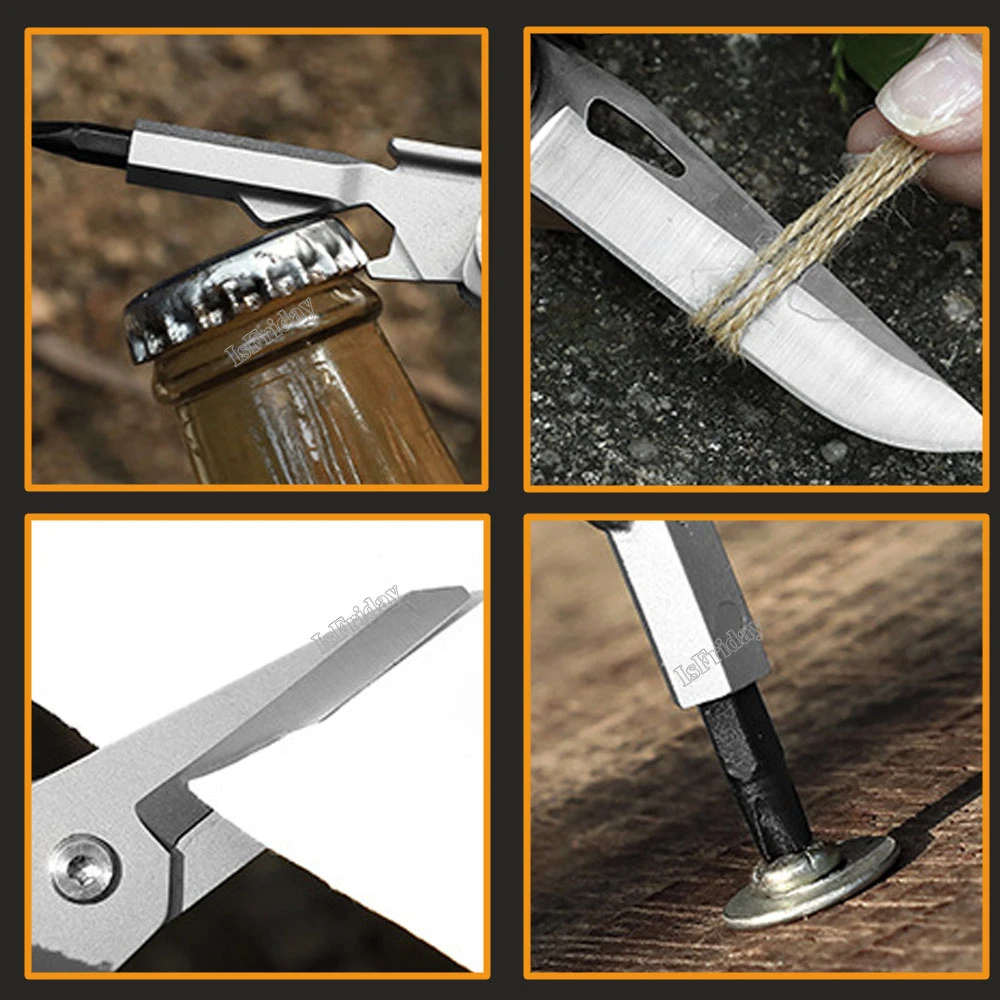 2 in 1 Multifunction Scissors EDC Utility Knife Outdoor Camping Portable Pocket Dolding Knife Stainless Steel Scissors 4