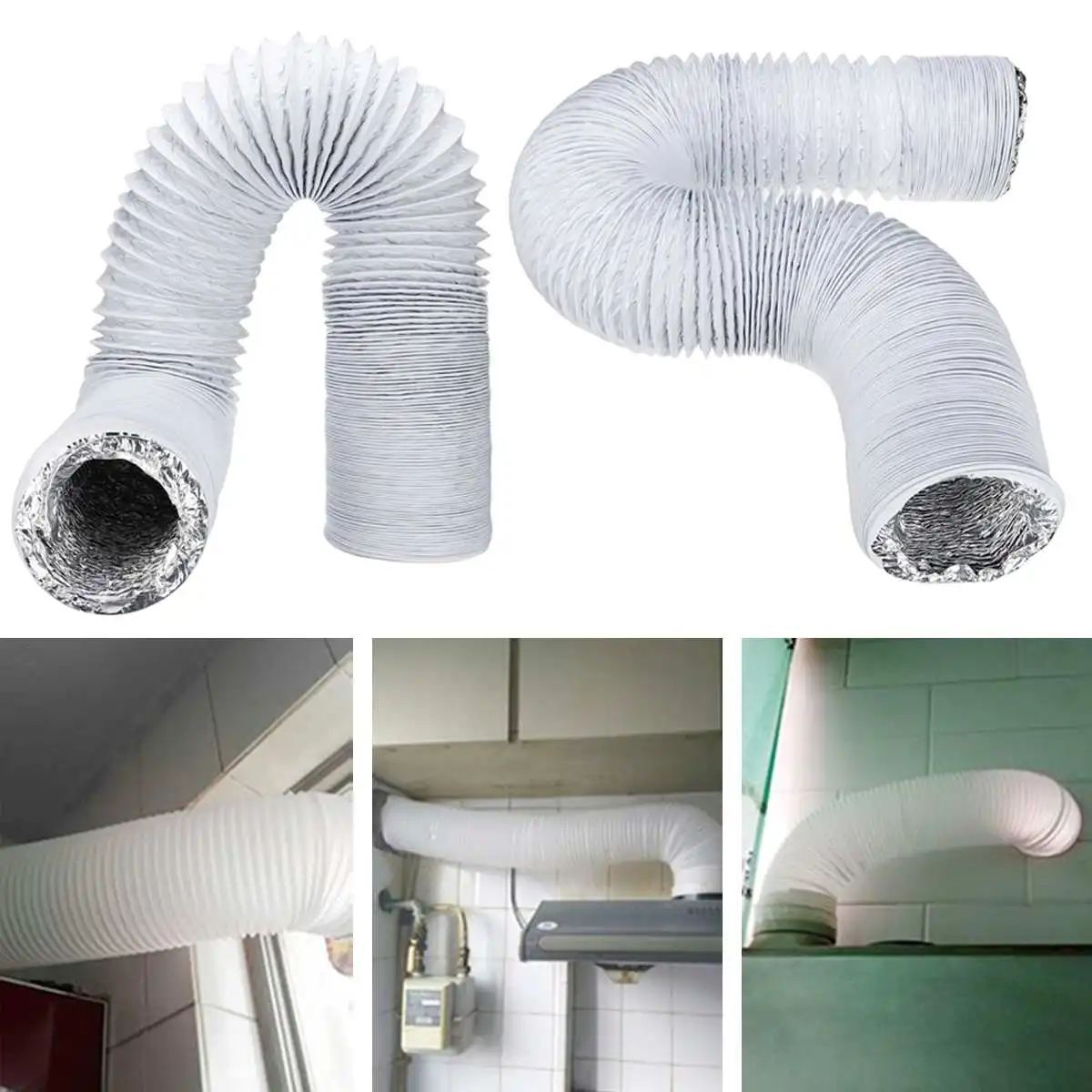 150mm 6 inch Ventilator Pipe PVC Aluminum Tube Air Ventilation Pipe Hose Flexible Air Conditioner Exhaust Duct System Vent aluminum foil ventilation pipe ventilation hose