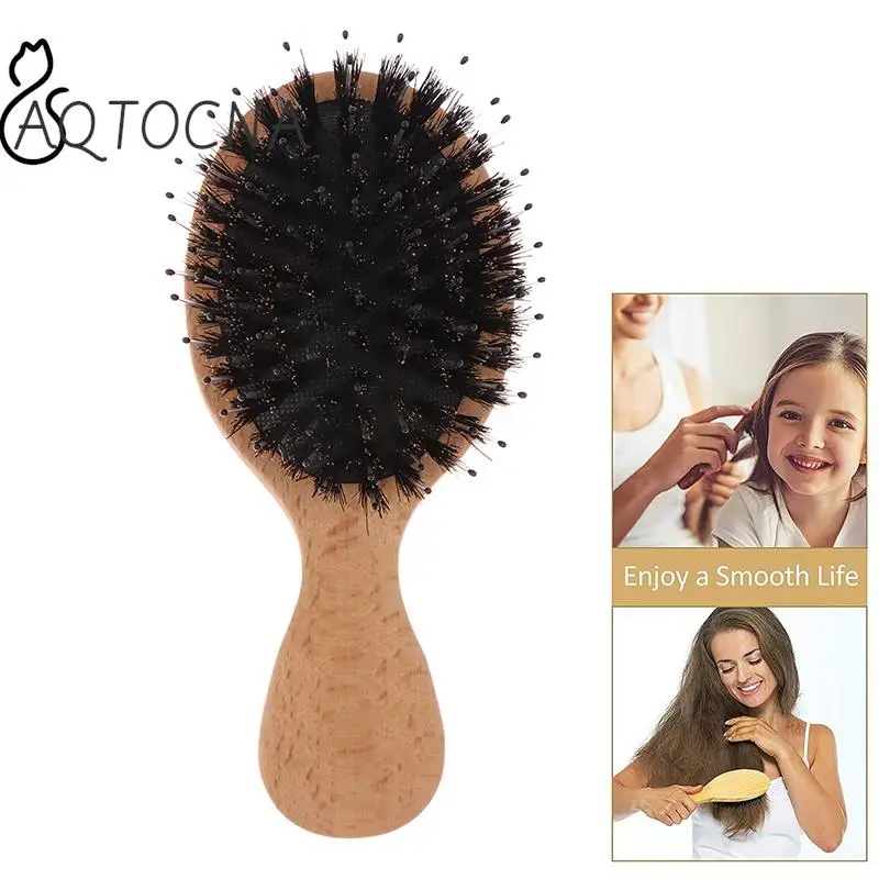 

Airbag Massage Comb Wooden Natural Boar Bristle Hair Brush Anti-Static Mini Hair Comb Scalp Massager Comb For Children Styling