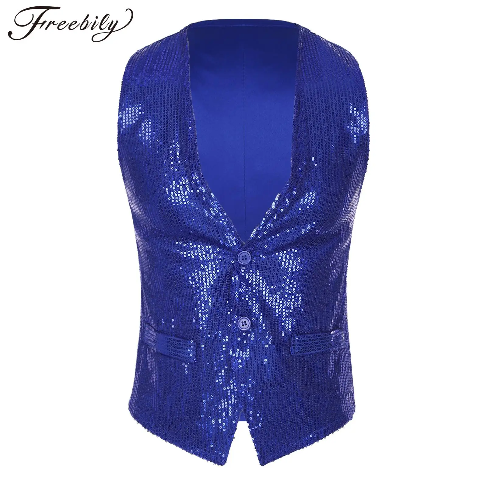 Mens Glittery Sequin Vest Fashion Button Sleeveless Waistcoat Jacket for Dancing Party Club Music Festival Stage Performance hlj fashion sequin zipper bodycon party nightclub rompers women off shoulder sleeveless slim jumpsuits female overalls 2023 new